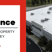 Commercial roof with a message about roof maintenance, protecting property, and saving money by Vodika Roofing & Maintenance.